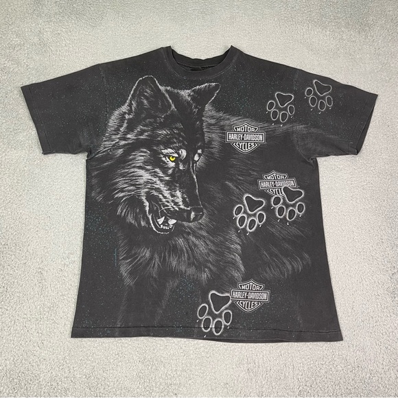 Vintage 90s Harley Davidson AOP T-shirt - Picture 2 of 5